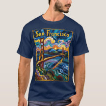 Ouro San Francisco Gate Van Gogh Style Art