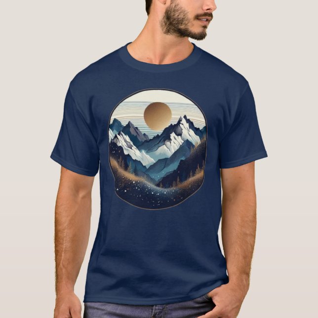 Camiseta Ouro Sol Sobre Picos De Montanha (Frente)