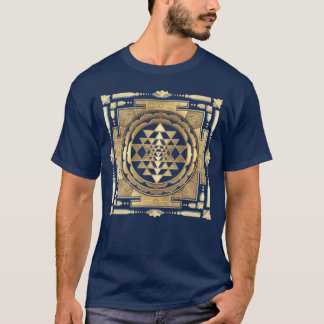 Camiseta OURO SRI YANTRA fundo de carvão