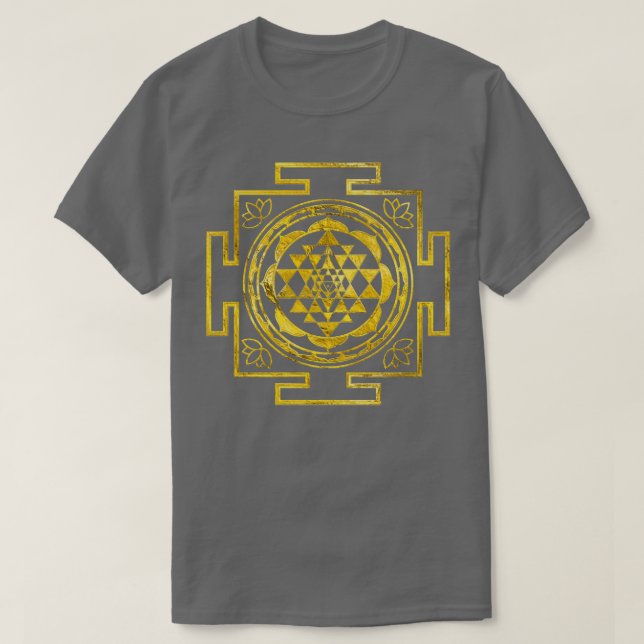 Camiseta Ouro Sri Yantra Sri Chakra (Frente do Design)