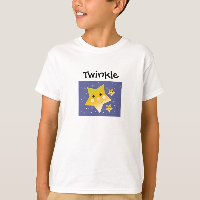 Camiseta Ouro Stars em um fundo azul (Frente)