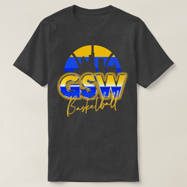 Camiseta Ouro State Basball Retro 90s Chrome Skyline (Frente do Design)