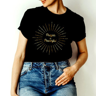 Camiseta Ouro Sun Ray Prayer É Poderoso Cristão