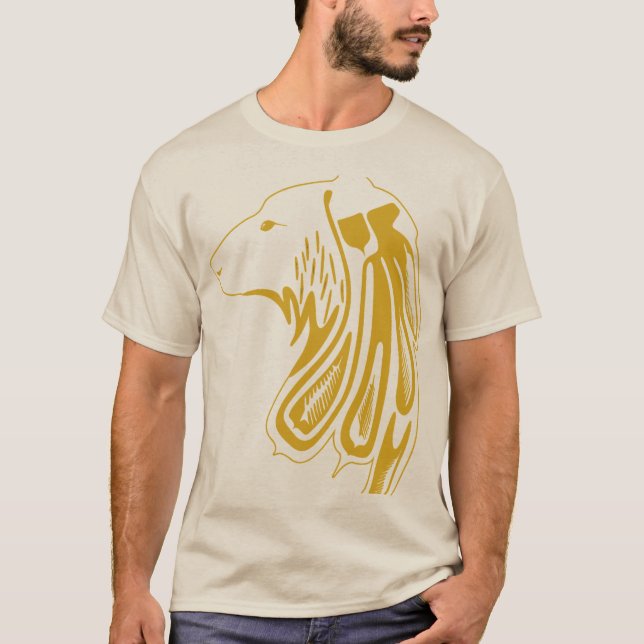 Camiseta Ouro Tribal Wolf Head - Luxury Design Animal (Frente)