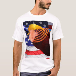 Camiseta Ouro Trump Bird USA Flag T-Shirt Básico Masculino