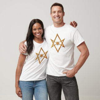 Camiseta Ouro Unicursal Hexagram - Símbolo telémico