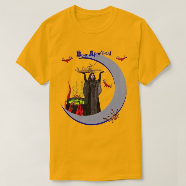 Camiseta Ouro Unisex Halloween T Shirt Pronto para Festa (Frente do Design)