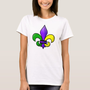 Camiseta Ouro verde roxo da flor de lis