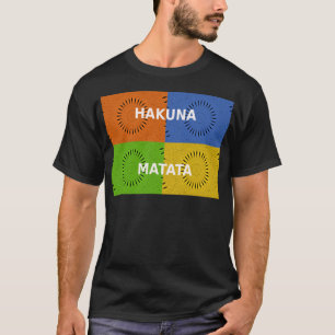 Camiseta Ouro Vermelho Azul Verde Matata Hakuna