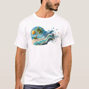 Camiseta Ousada Criação Abstrata de Praia Personalizada