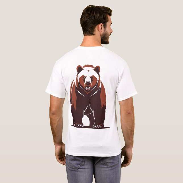 Camiseta Ousada do Urso Cinzento (Parte Traseira Completa)