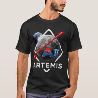 Camiseta Ousada Missão Artemis II Vermelha e Azul