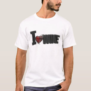 Camiseta Ousado Preto EU AMO VINHO Design de Declaração