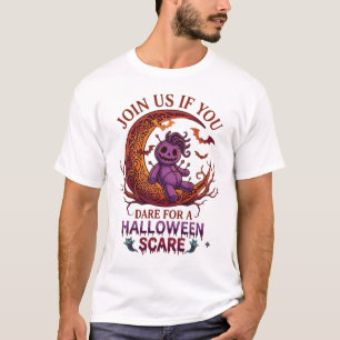 Camiseta Ousar Boneca de Vodu Roxa Lua Crescente de Hallowe