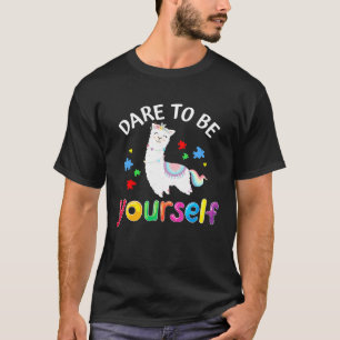 Camiseta Ouse Ser Você Mesmo Peças de Puzzle Llama Autismo