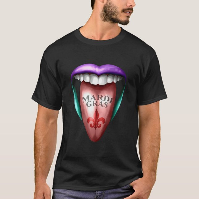 Camiseta Out Stretched Tongue For Mardi Gras (Frente)