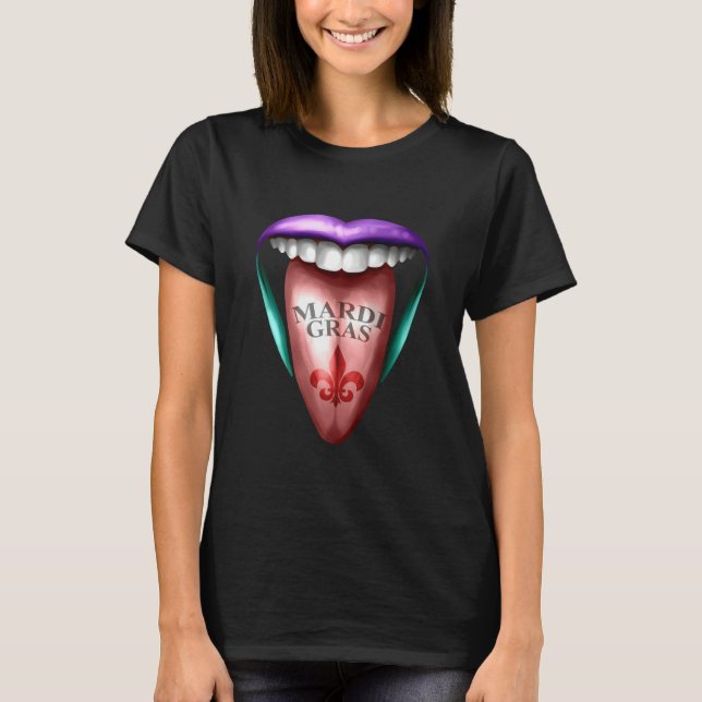 Camiseta Out Stretched Tongue For Mardi Gras (Frente)