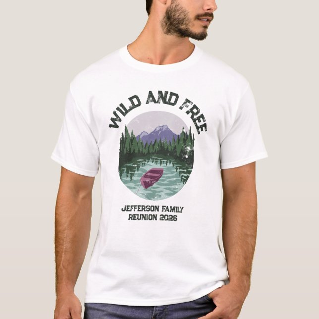Camiseta Outdoor Camping Wild and Free Custom Reunion  (Frente)