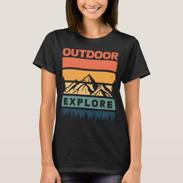 Camiseta Outdoor Explore Mountain Adventure Nature Lover (Frente)