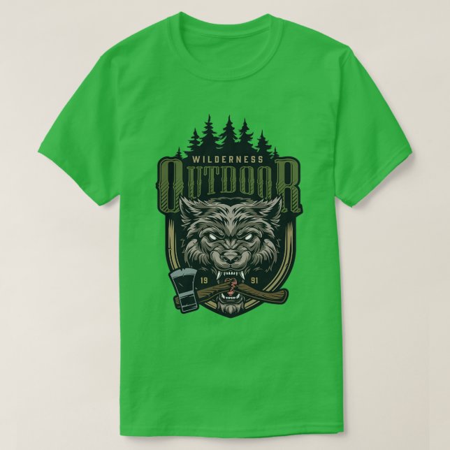 Camiseta Outdoor wilderness wolf design (Frente do Design)