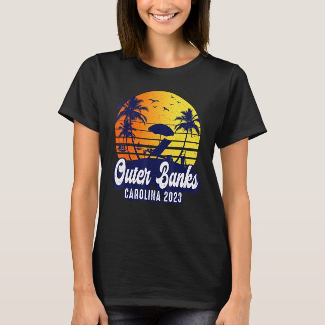 Camiseta Outer Banks 2023 Carolina Sunset Beach Retro (Frente)