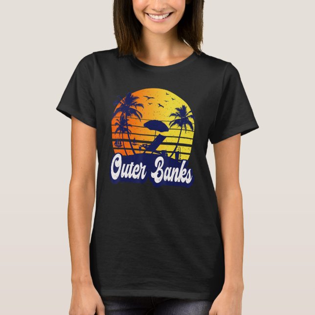 Camiseta Outer Banks Carolina Sunset Beach Retro (Frente)
