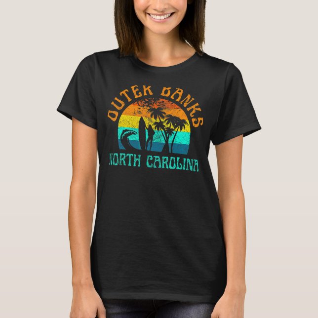 Camiseta Outer Banks North Carolina Surf Beach Surfer Obx (Frente)