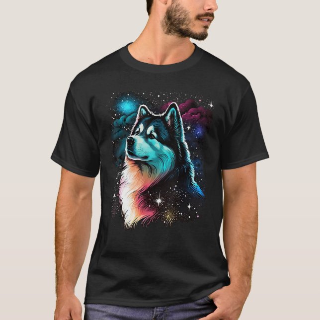 Camiseta Outer Space Alaskan Malamute on Astronaut Alaskan  (Frente)