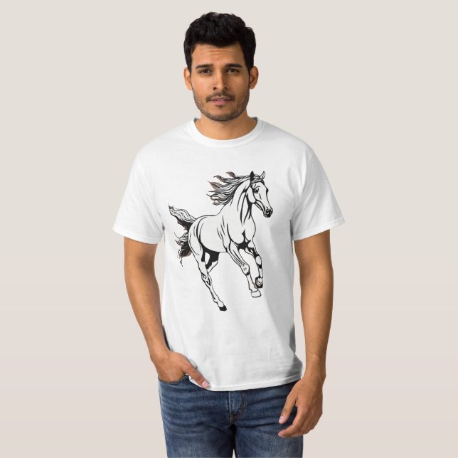 Camiseta Outline Art Running Horse Design - (Frente Completa)