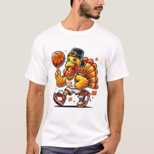 Camiseta Outono Abóbora Desenho de Esqueleto de Ação de Gra