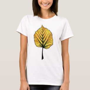 Camiseta Outono amarelo da folha do Linden botânico
