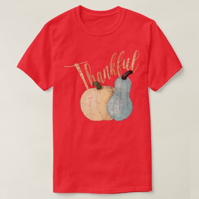 Camiseta outono de Azul e Pumpkins Brancos (Frente do Design)