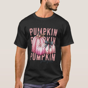 Camiseta Outono do Arco de Bolinhas da estação Pumpkin rosa