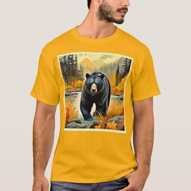 Camiseta Outono do Urso Negro Florestal (Frente)