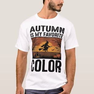 Camiseta Outono É Minha Cor Favorita Desenho de Bruxa de Ha