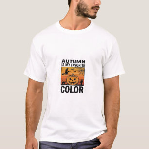 Camiseta Outono É Minha Cor Favorita Halloween Abóbora Desi