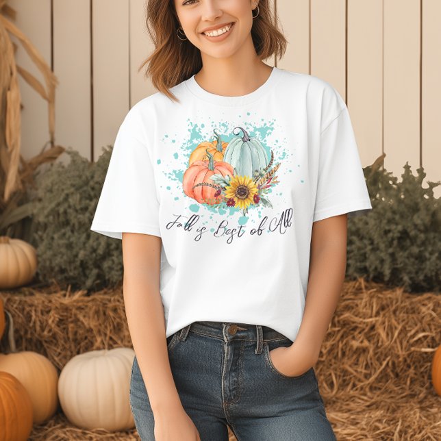 Camiseta Outono é o Melhor de Todos Abóbora (Watercolor Fall is Best of All Top)