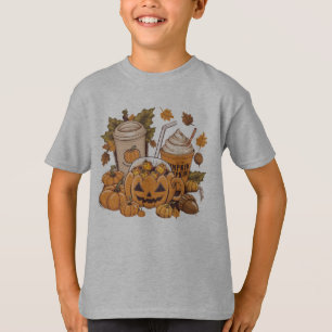 Camiseta Outono Família Halloween Ação de Graças Fofo Outon