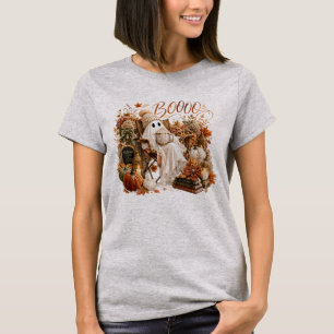 Camiseta Outono Halloween Fantasma Fofo Boo