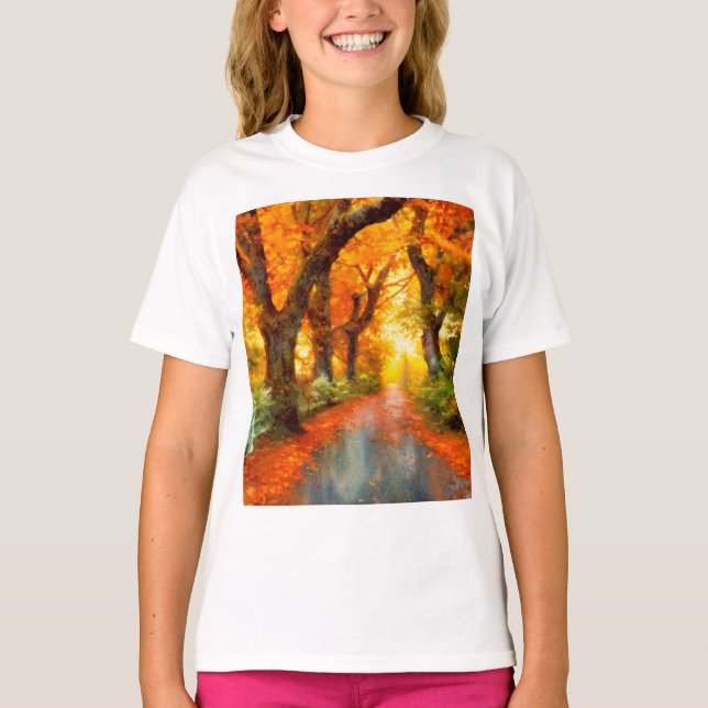Camiseta outono/queda/folhas/natureza (Frente)