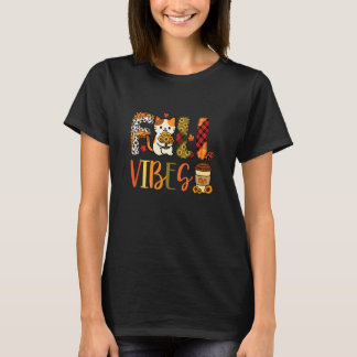 Camiseta Outono Vibrações Divertidas Dia de Ação de Graças