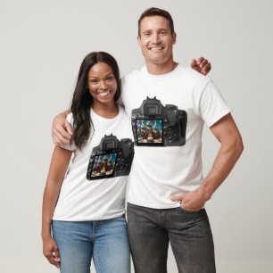Camiseta Outra Festa de aniversário No Visor Na Câmera,