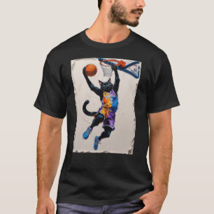 Camiseta Outro gato preto dunkando uma bola de basquete!