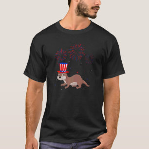 Camiseta Outro Gráfico Vermelho Branco Azul Fogos de Artifí