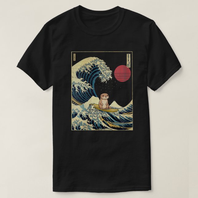 Camiseta Outro Japonês Kanagawa Onda Surf Engraçado VNe (Frente do Design)