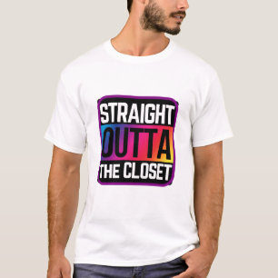 Camiseta Outta reto o arco-íris do armário