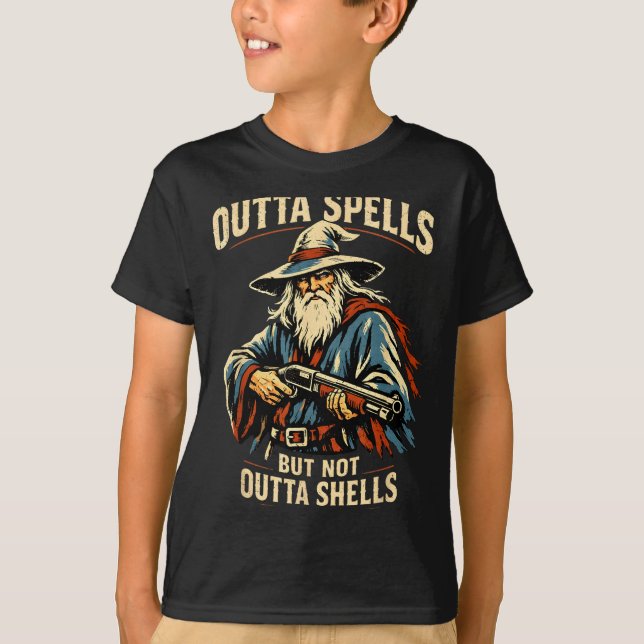 Camiseta Outta Spells But Not Outta Shells Wizard Fantasy M (Frente)