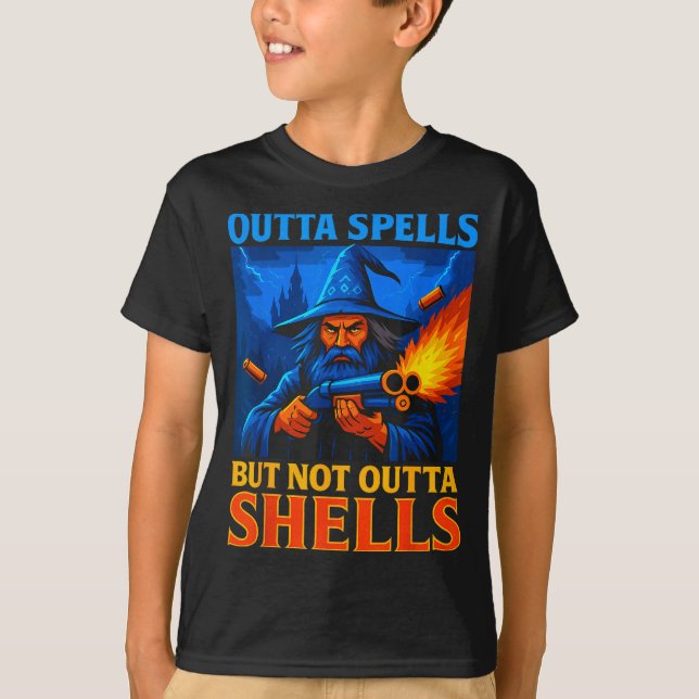 Camiseta Outta Spells But Not Outta Shells Wizard Fantasy M (Frente)