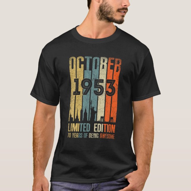 Camiseta Outubro 1953 70 Aniversário 70 Anos 1953 Aniversár (Frente)
