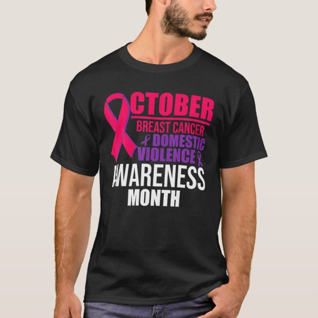 Camiseta Outubro - Cancer Da Mama E Violência Doméstica Awa (Frente)